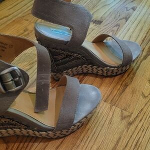 Naughty Monkey Taupe Wedge Sandals